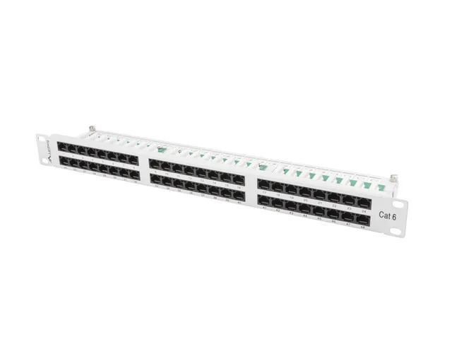 Patch panel 48 portů 1U 19" CAT.6 utp šedý lanberg