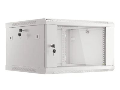 Lanberg 19" racková skříň pro montáž na stěnu 6u/600x600 (flat pack) s prosklenými dveřmi šedá V2
