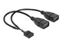 Kabel z USB iinterní na externí - USB (F) do hlavička USB 9 pinů (F) - 20 cm