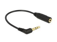 Adaptér sluchátek - stereo mikro jack se zdířkami (female) do 4 pólový mini jack s piny (male) úhlový - 17.5 cm - černá