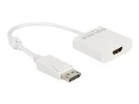 Video adaptér - DisplayPort s piny (male) s jazýčkem do HDMI se zdířkami (female) - 20 cm - bílá - aktivní, podpora 4K30Hz