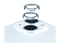 PanzerGlass HoOps Apple iPhone 15/15 Plus - ochranné kroužky pro čočky fotoaparátu - modrý hliník/sklo