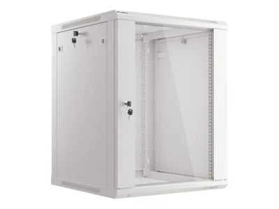 LANBERG 19" RACKOVÁ SKŘÍŇ PRO MONTÁŽ NA STĚNU 15U/600X600 (FLAT PACK) S PROSKLENÝMI DVEŘMI ŠEDÁ V2c