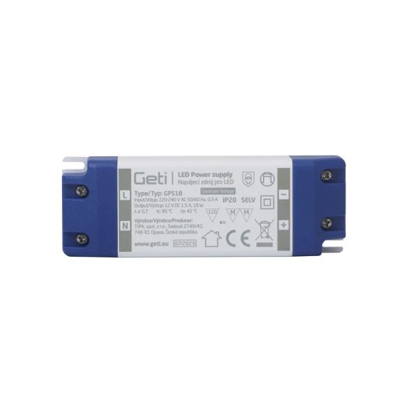 Zdroj spínaný pro LED 12V/ 18W GETI GPS18, IP20