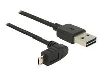 Kabel USB - USB (M) rovné do Micro USB typ B (M) úhlový - USB 2.0 - 3 m - reverzibilní konektory - černá