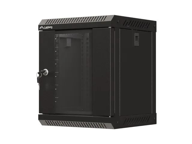 Lanberg racková skříň 10" pro montáž na stěnu 6u/300x300 (flat pack) s prosklenými dveřmi černá