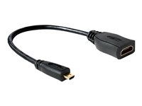 HDMI adaptér - 19 pin micro HDMI Type D s piny (male) do HDMI se zdířkami (female) - 23 cm - černá