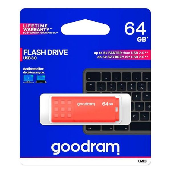 Flash disk GOODRAM USB 3.0 64GB bílo-oranžový