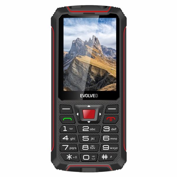 EVOLVEO StrongPhone W4, IP68 odolný Dual SIM telefon, 2,8"LCD, 2500mAh, Powerbanka, černo-červený
