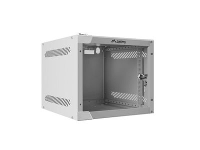 Lanberg racková skříň 10" nástěnná 4u/280x310 (flat pack) s prosklenými dveřmi šedá