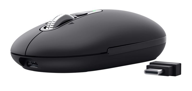 Trust Seron Slim/Kancelářská/Optická/3 200 DPI/USB+BT/Černá