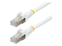 White - Low Smoke Zero Halogen (LSZH) - 10GbE 500MHz 100W PoE++ Snagless RJ-45 w/Strain Reliefs S/FTP Network Patch Cord - Patch kabel - RJ-45 (M) do RJ-45 (M) - 50 cm - S/FTP - CAT 6a - IEEE 802.3bt - neobsahuje halogen, lisovaný, provedení bez hrbolků, licna - bílá