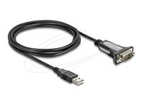 Delock - USB / sériový kabel - USB (M) do DB-9 (M) s maticemi - 3 m - šedá, cerná