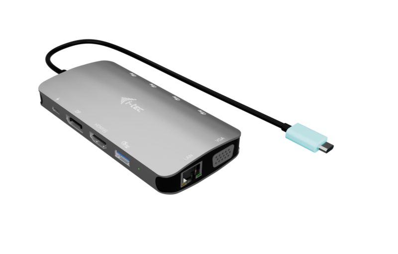i-tec USB-C Metal Nano 3x Display (DP, HDMI and VGA) Docking Station, Power Delivery 100W