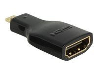 HDMI adaptér - 19 pin micro HDMI Type D s piny (male) do HDMI se zdířkami (female) - černá - podporuje 4K