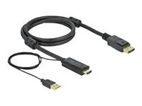 Kabel video/audio - HDMI, USB (pouze napájení) s piny (male) do DisplayPort s piny (male) - 1 m - trojnásobně stíněný - černá - podporuje 4K