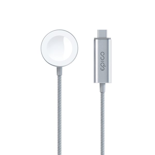 Epico USB-C Charger Apple Watch 1,2m - stříbrná