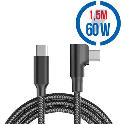 MEGATECH Kabel USB-C/USB-C, 90°, 60W, 1.5m