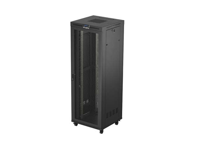 19" Volně stojící racková skříň 47U 800X800 černá lcd perforovaná dvířka lanberg (ploché balení)