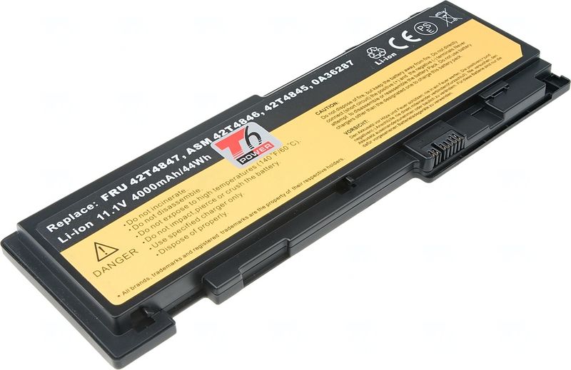 Baterie T6 Power pro Lenovo ThinkPad T420s, ThinkPad T430s, 4000mAh, 44Wh, 6cell