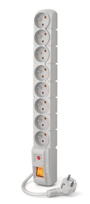 Acar S8 1,5m kabel, 8 zásuvek, šedá