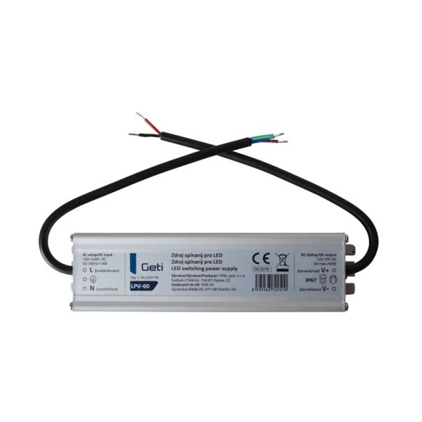 Zdroj spínaný pro LED 12V/60W GETI LPV-60