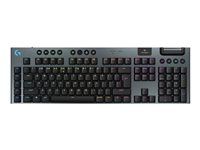Klávesnice - technologie LIGHTSPEED - podsvícení - bezdrátový - 2.4 GHz, Bluetooth, USB - QWERTY - US mezinárodní - klávesový spínač: GL Clicky - černá