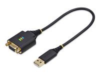 USB / sériový kabel - USB (M) do DB-9 (F) šroubovací - 30 cm - lisovaný, drsný - černá