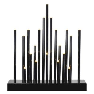 LED svícen černý, 27,5 cm, 3x AA, vnitřní, teplá bílá, časovač
