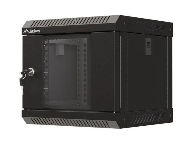 Lanberg racková skříň 10" nástěnná 4u/300x300 (flat pack) s prosklenými dveřmi černá