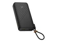 Power banka - built-in cable - 20000 mAh - 30 watt - Super Charge, PD - 3 výstupní konektory (2 x USB-C, USB) - uhlově černá