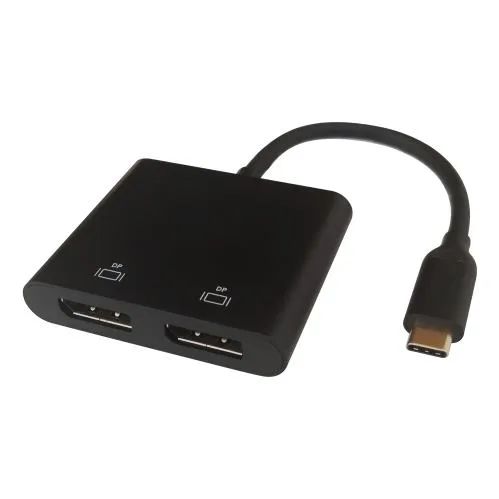 DELTACO Adaptér USB Type C/2x DP, černý