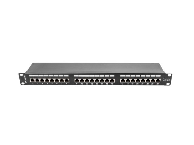 Lanberg patch panel 24 portů 1U 19" CAT.5E ftp stíněný černý