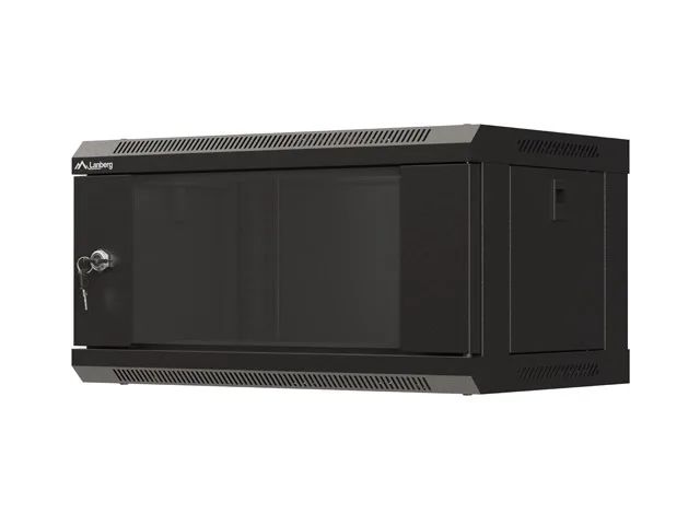 Lanberg racková skříň 19" nástěnná 4u/540x350 (flat pack) s prosklenými dveřmi černá