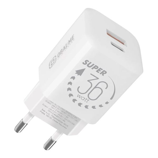 OBAL:ME GaN Cestovní Nabíječka USB-A + USB-C 36W White