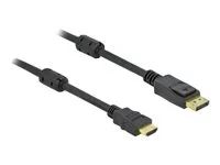 Kabel adaptéru - DisplayPort s piny (male) zamykací do HDMI s piny (male) - 10 m - trojnásobně stíněný - černá - podporuje 4K, aktivní