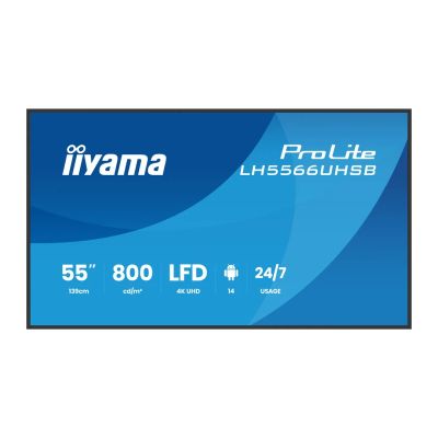 55'' iiyama LH5566UHSB-B1AG: VA, 4K UHD, IPX5, DP-out