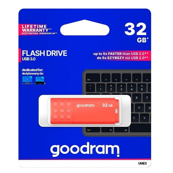 Flash disk GOODRAM USB 3.0 32GB bílo-oranžový