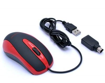 AMEI AM-M801/Kancelářská/Optická/800 DPI/Drátová USB/Černá-červená