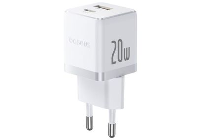 Baseus Rychlonabíječka do sítě Palm 20W 1xUSB-A 1xUSB-C PD QC 3.0 bílá