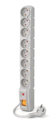 Acar S8 1,5m kabel, 8 zásuvek, šedá