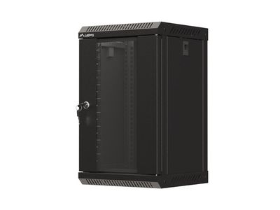 Lanberg racková skříň 10" nástěnná 9u/300x300 (flat pack) s prosklenými dveřmi černá