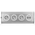 ORNO VIRONE FS-3 Povrchová rohová zásuvka 3x 230V, 2xUSB, nerez