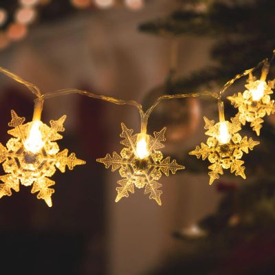 LED světelný řetěz - vločky - 2,3 m - 20 LED - teplá bílá - 3 x AA