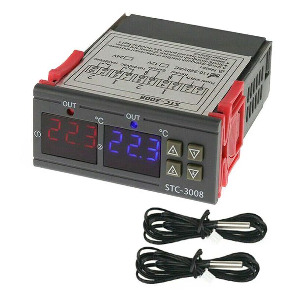 Digitální termostat duální STC-3008 rozsah -55~120°C, 230V AC
