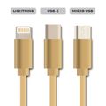 Kabel GETI GCU 05 USB 3v1 zlatý samonavíjecí