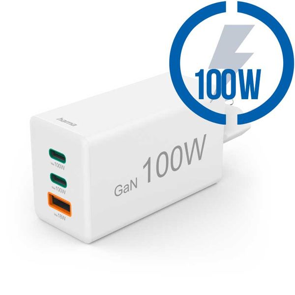 HAMA GaN, Rychlonabíječka, 2x USB-C PD/QC 100W
