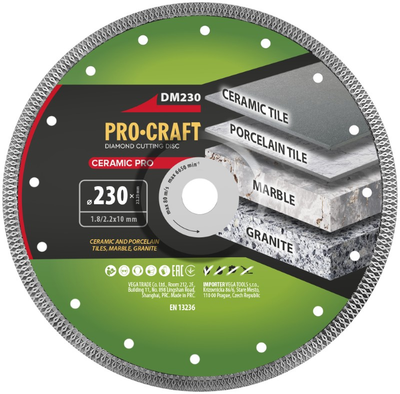 Diamantový řezný kotouč 230 mm PROCRAFT DM230 Ceramic PRO