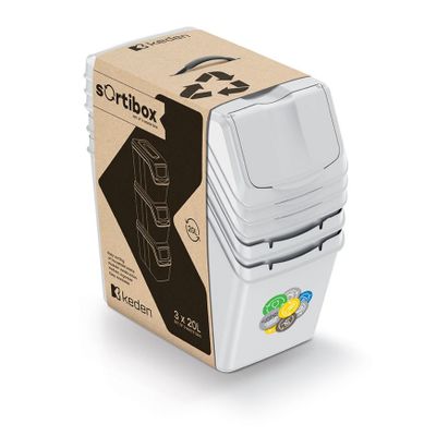 Koš na tříděný odpad SORTIBOX 3x20l popelavě šedý