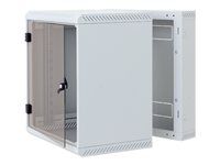 19" dvoudílný nástěnný rozvaděč 4U/600mm celoskleněné dveře, IP30 nosnost 20kg, světle šedý RAL7035